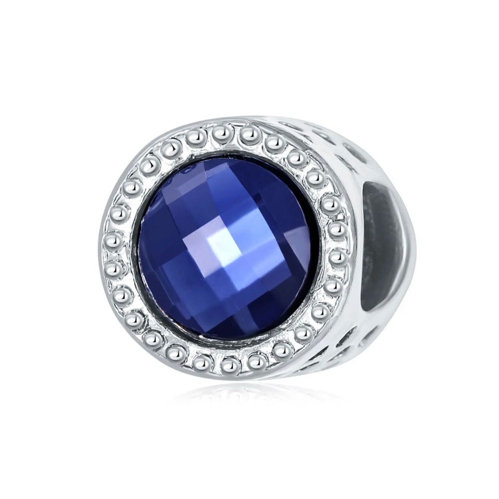 NEW•Sapphire & Silver September birthstone DIY charm